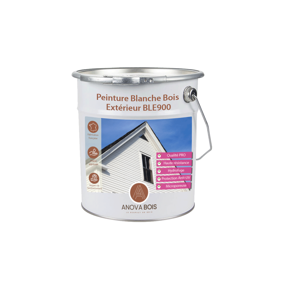 Peinture Blanche Bois Extérieur BLE900 : Peinture satinée blanche