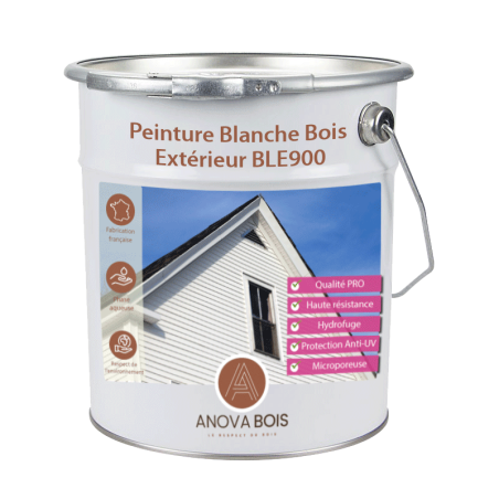 Peinture Blanche Bois Extérieur BLE900 : Peinture satinée blanche
